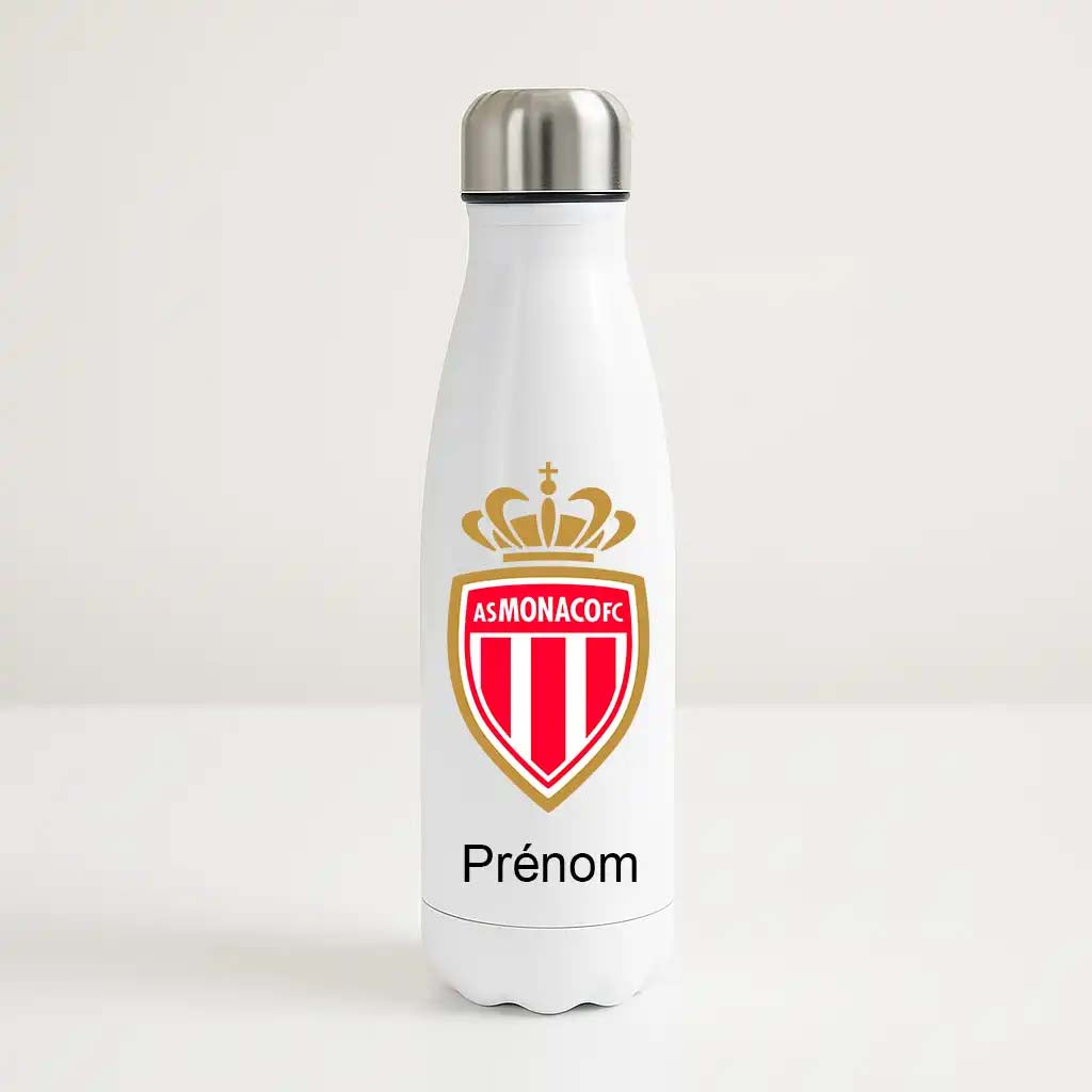 Bouteille isotherme personnalisée AS Monaco avec prénom et logo du club de football
