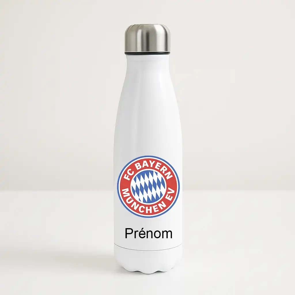 Bouteille isotherme personnalisée FC Bayern Munich avec prénom et logo du club
