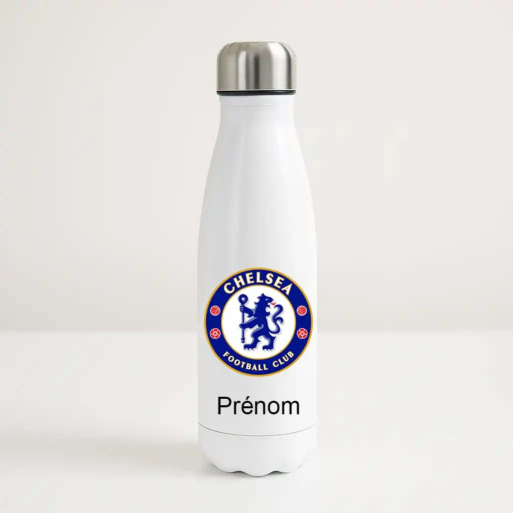 Bouteille isotherme personnalisée Chelsea FC avec logo du club et prénom