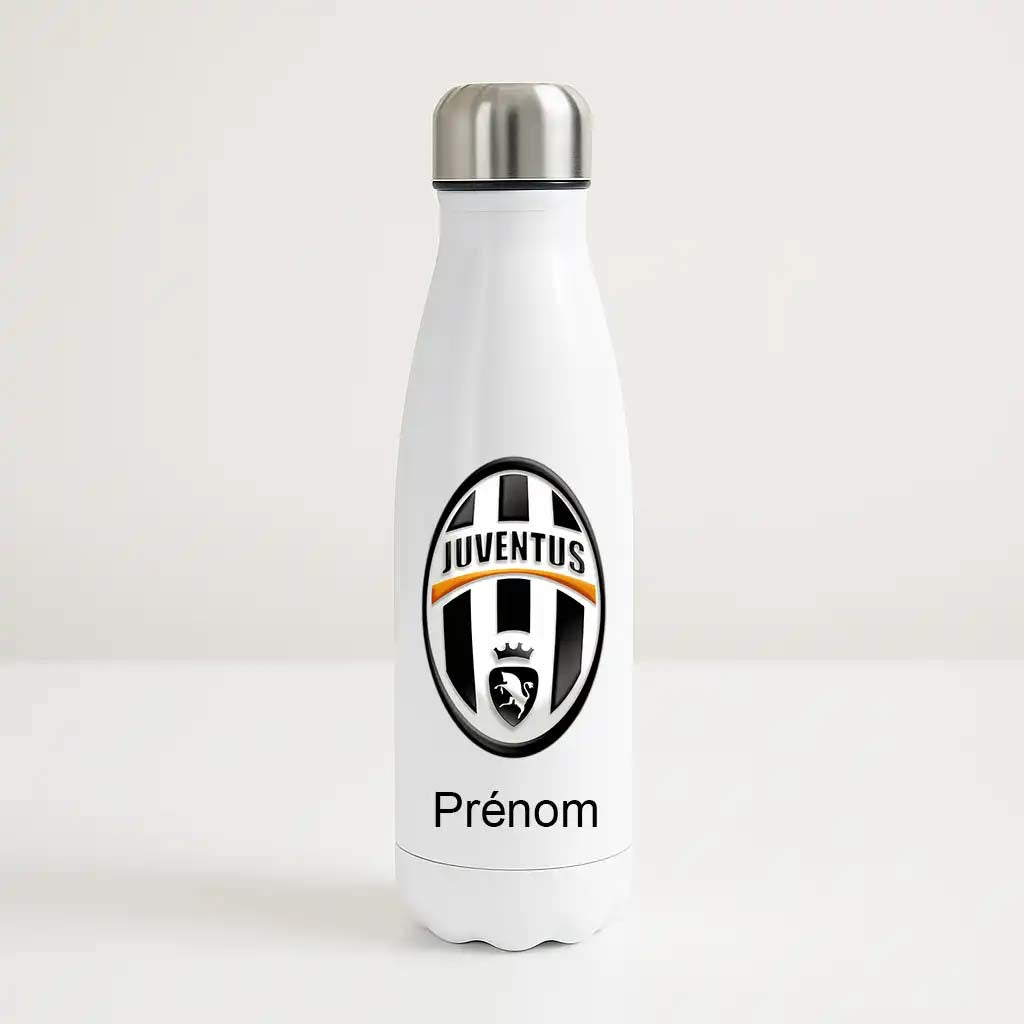 Bouteille isotherme personnalisée Juventus de Turin avec logo du club et prénom