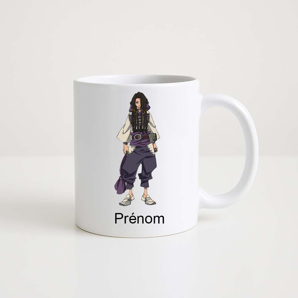 Mug blanc 330 ml Gachiakuta avec personnage manga et espace prénom personnalisable.